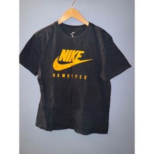 Nike Iowa Hawkeyes Mens Medium Black Gold‎ Swoosh Logo Short Sleeve T-Shirt